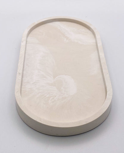 Oval tray - Marble Beige White