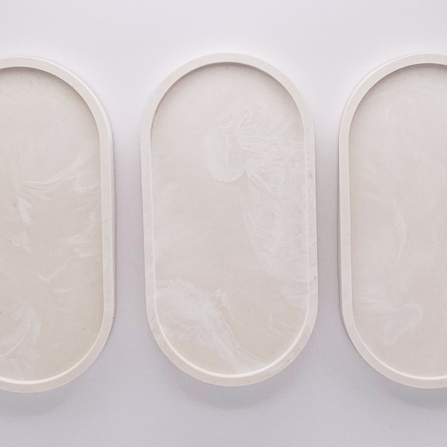 Oval tray - Marble Beige White