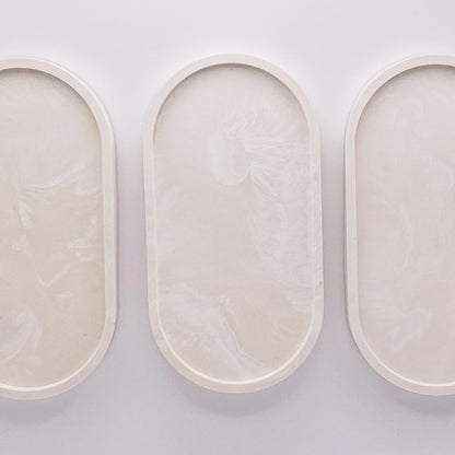 Oval tray - Marble Beige White