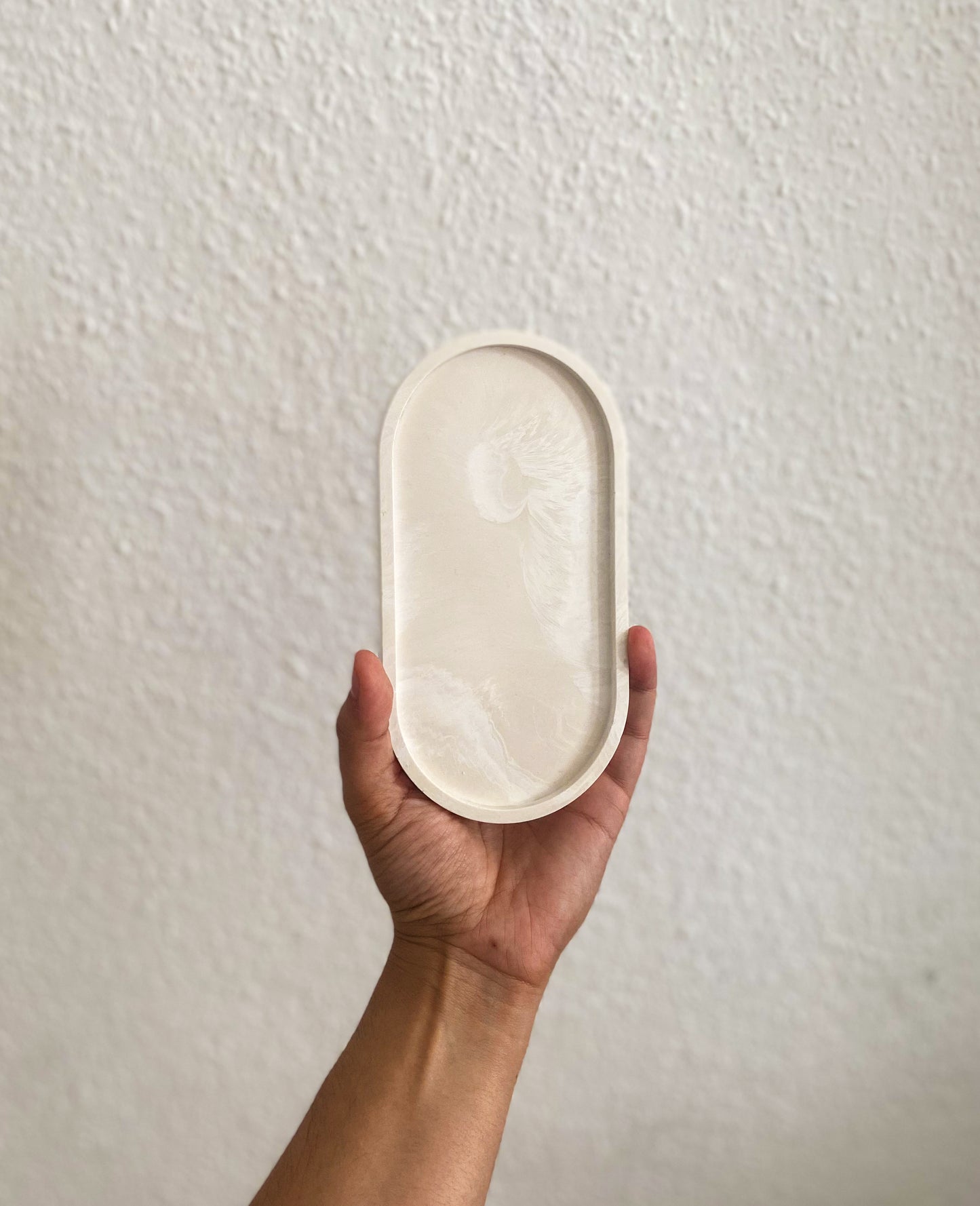 Oval tray - Marble Beige White