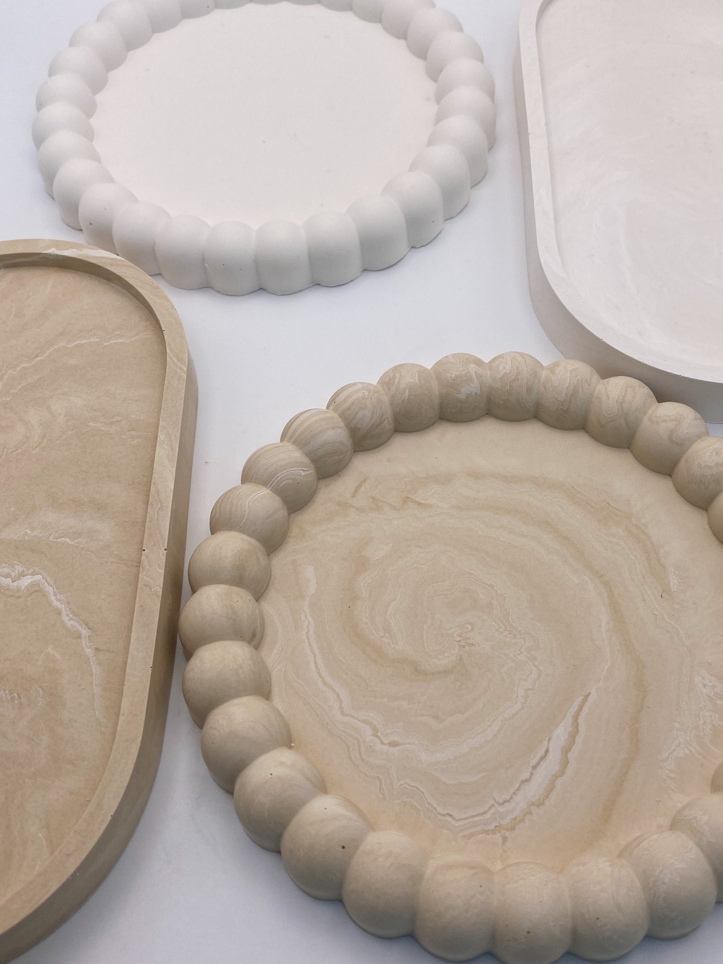 Oval tray - Marble Beige White