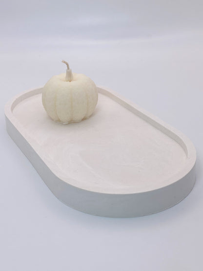 Oval tray - Marble Beige White