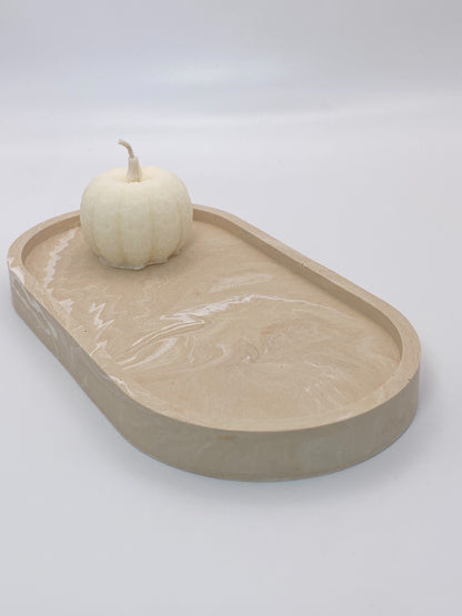 Oval tray - Marble Beige Brown