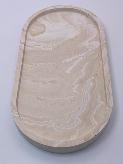 Oval tray - Marble Beige Brown