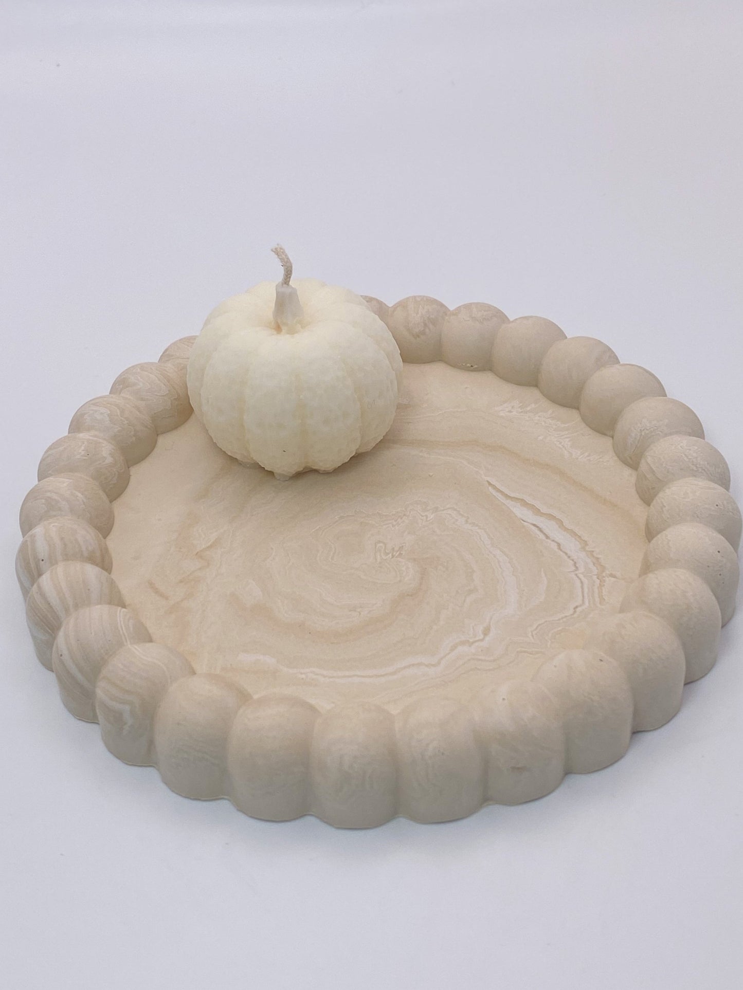 Round tray - Marble Beige Brown